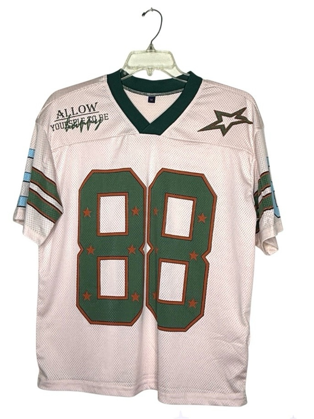 Women's Y2K Mesh Football
Jersey Top Pink Green #88 Graphic V-Neck Oversized‎ M